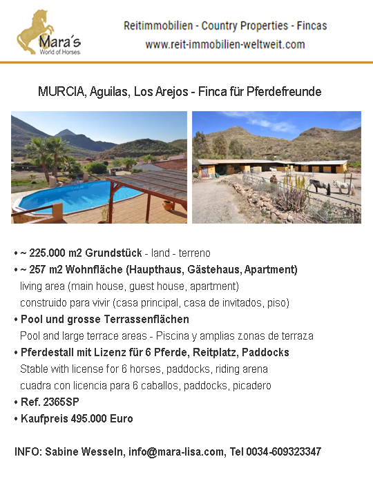 Spanien, Murcia, Aguilas, Los Arejos – Finca mit Gästehaus und Pferdestall zu verkaufen