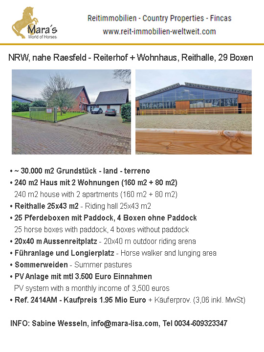 2414AM Nordrhein-Westfalen, nahe Raesfeld – Reiterhof mit Wohnhaus und Reithalle zu verkaufen