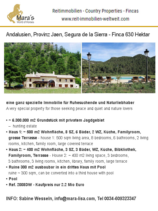 Andalusien, Provinz Jaen, Segura de la Sierra – grosse Jagdfinca mit 2 Häusern zu verkaufen