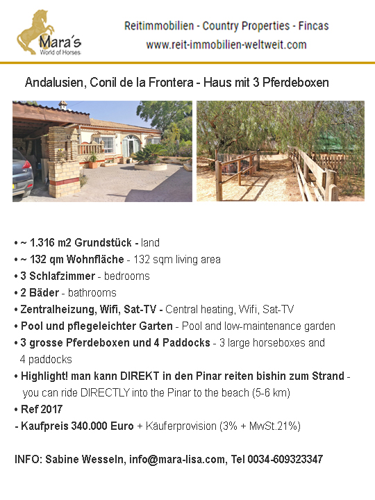 Andalusien, Conil de la Frontera – Haus mit 3 Pferdeboxen zu verkaufen