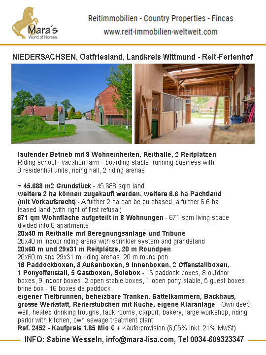 Niedersachsen, Ostfriesland, nahe Wittmund – Reiter-Ferienhof mit 8 Wohnungen zu verkaufen