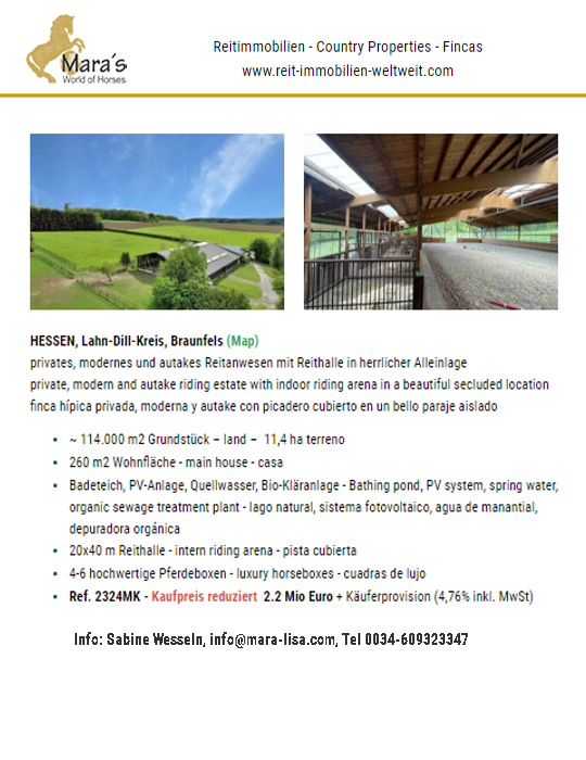 Hessen, Lahn-Dill-Kreis, Braunfeld – Reitimmobilie in Alleinlage zu verkaufen
