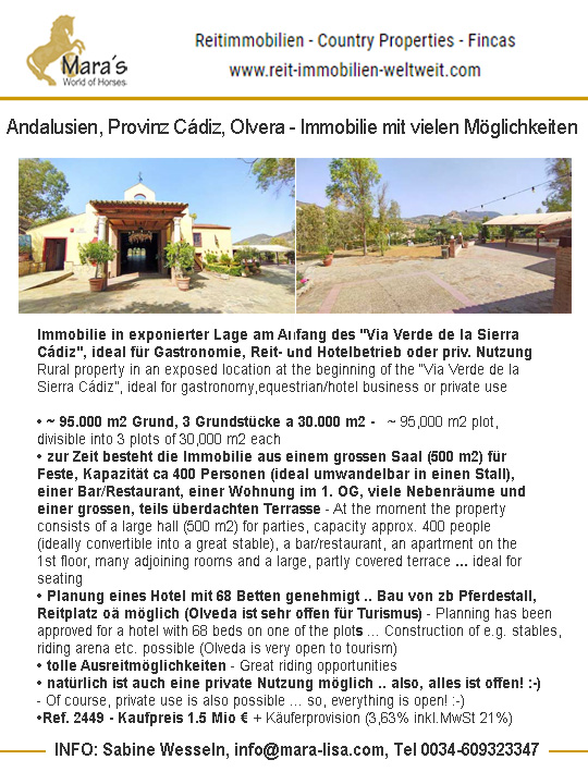 Ref 2449 Andalusien, Provinz Cadiz, Olvera – Finca mit vielen Möglichkeiten