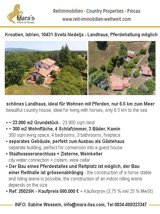2502SK Kroatien, Istrien, 52231 Šumber – grosses Landhaus mit der Möglichkeit Wohnen mit Pferden