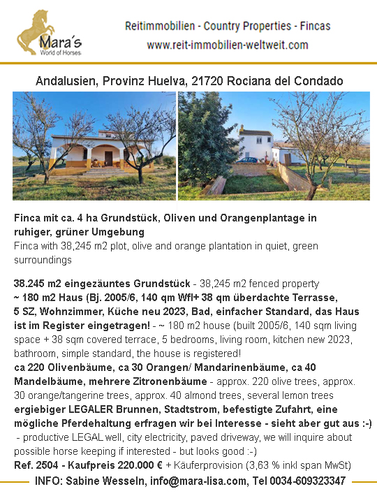 2504 Andalusien, Provinz Huelva, Rociana del Condado – Finca, Haus mit 4 ha Land zu verkaufen!