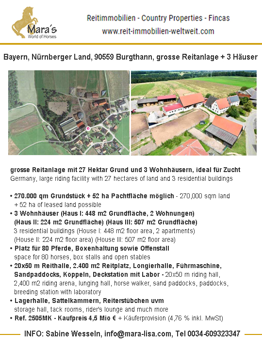 2505MK Bayern, Nürnberger Land, Burgthann – grosse Reitanlage mit 3 Wohnhäusern zu verkaufen!