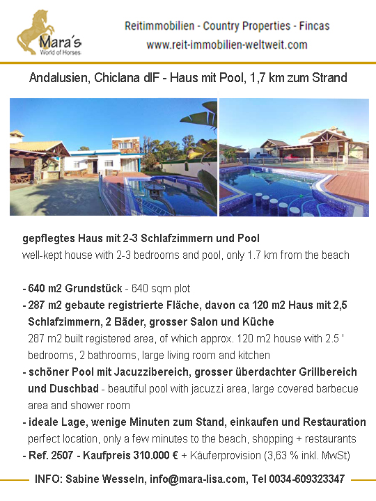 2507 Andalusien, Costa de la Luz, Chiclana de la Frontera – Haus mit Pool nahe Strand zu verkaufen