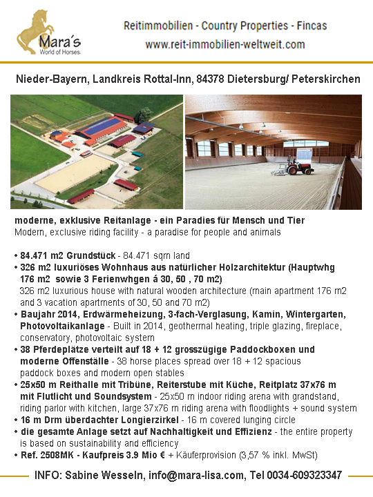 Ref2508ML Nieder-Bayern, Landkreis Rottal-Inn, Dietersburg – moderne Reitanlage zu verkaufen!
