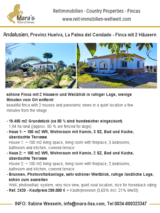 Ref2420 Andalusien, Provinz Huelva, La Palma del Condado – Finca mit 2 Häusern zu verkaufen