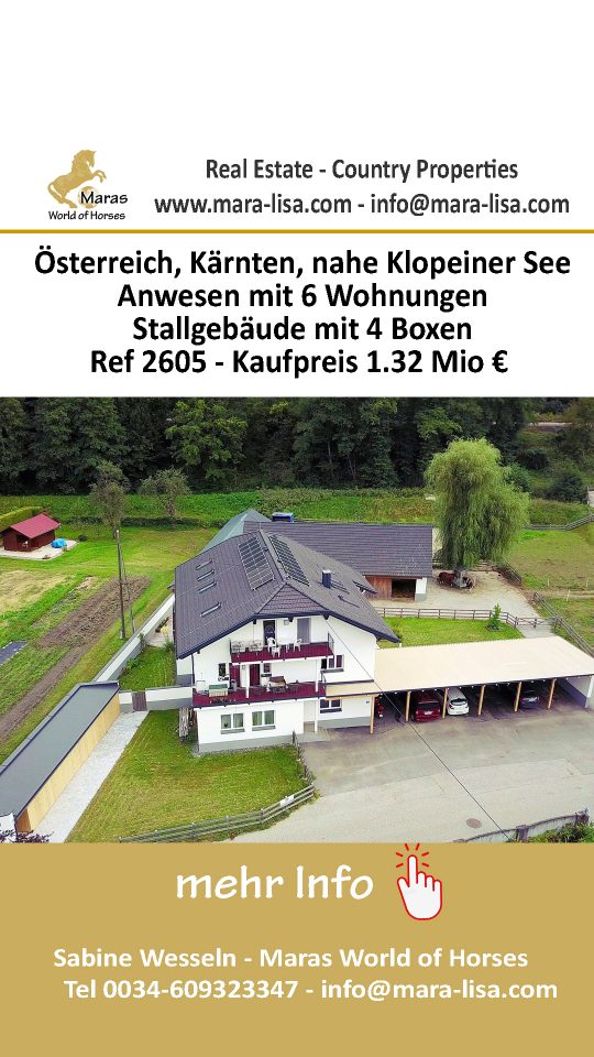 Ref2605 Österreich, Kärnten, Klopeinersee – Haus mit 6 Wohneinheiten und Pferdestall zu verkaufen!
