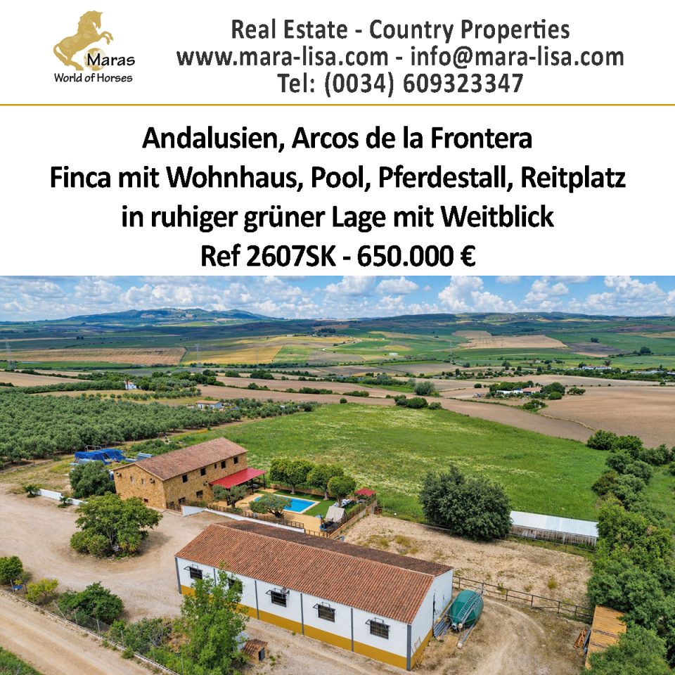 Ref2607SK Andalusien, Arcos de la Frontera, Finca, Wohnhaus, Pferdestall, Reitplatz zu verkaufen